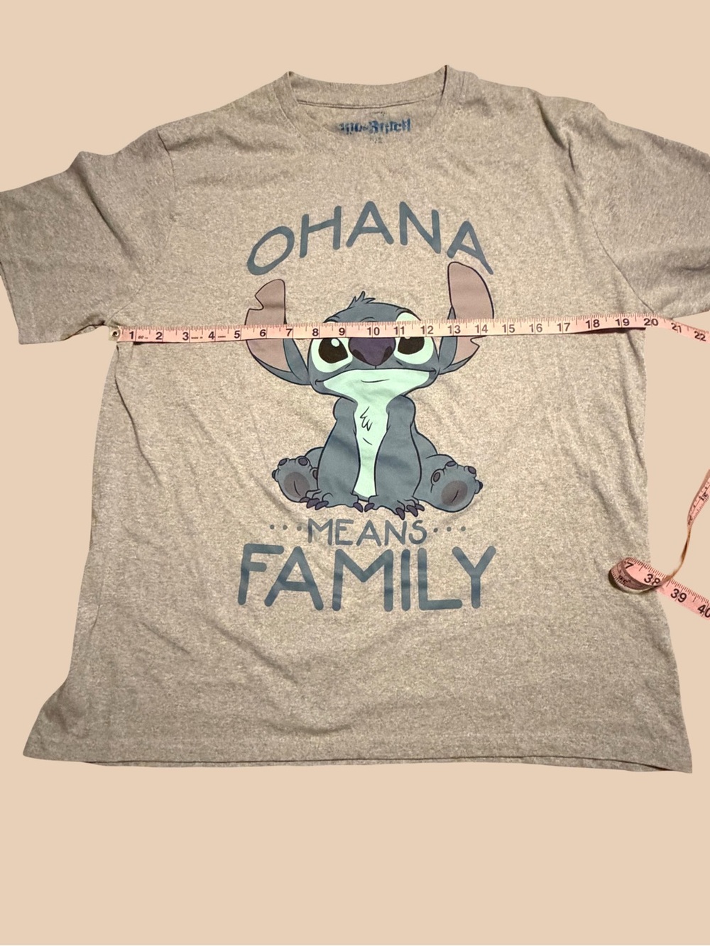 Disney Gray "Ohana Means Family" Stitch Short Sleeve Tee